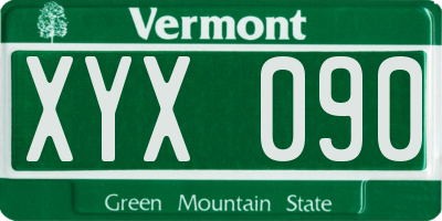 VT license plate XYX090