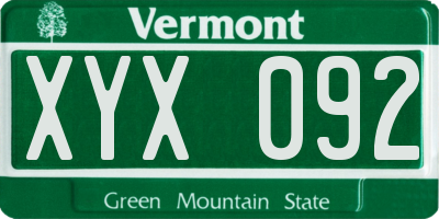 VT license plate XYX092