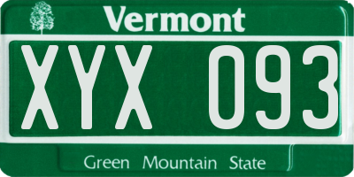 VT license plate XYX093