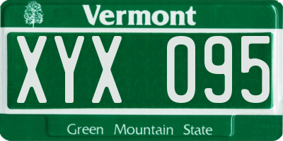 VT license plate XYX095
