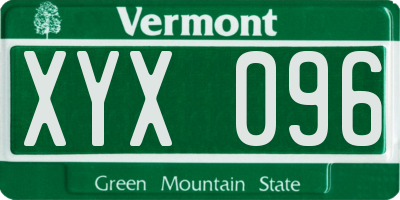 VT license plate XYX096