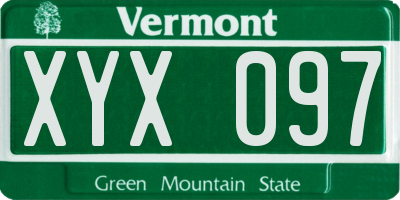 VT license plate XYX097