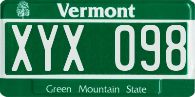 VT license plate XYX098