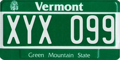 VT license plate XYX099