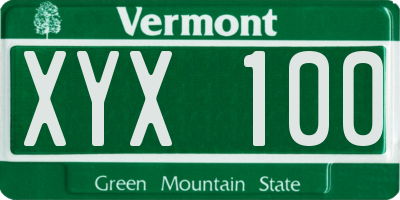VT license plate XYX100