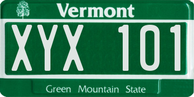 VT license plate XYX101