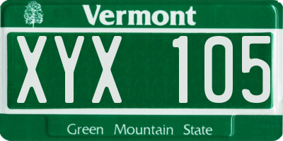 VT license plate XYX105