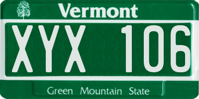 VT license plate XYX106