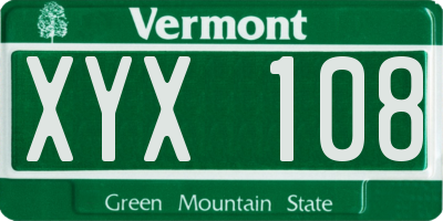VT license plate XYX108