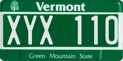 VT license plate XYX110