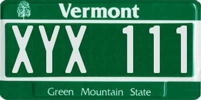 VT license plate XYX111