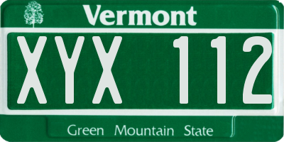 VT license plate XYX112