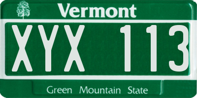 VT license plate XYX113