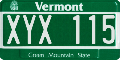 VT license plate XYX115