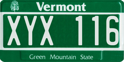 VT license plate XYX116