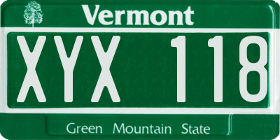 VT license plate XYX118