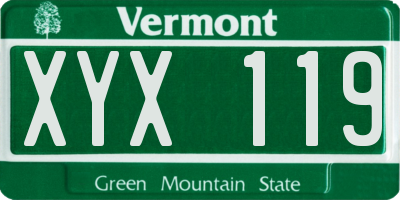 VT license plate XYX119