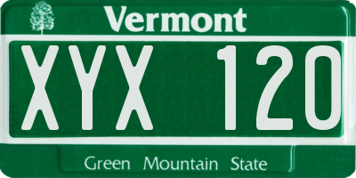 VT license plate XYX120