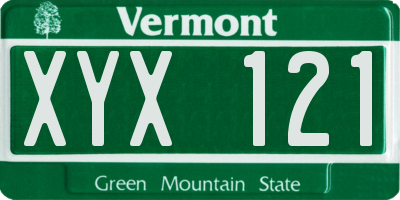 VT license plate XYX121