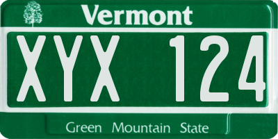 VT license plate XYX124
