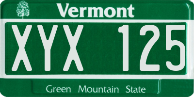 VT license plate XYX125