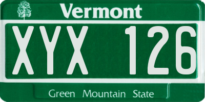 VT license plate XYX126