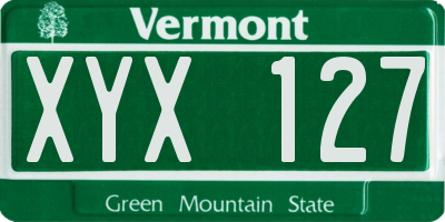 VT license plate XYX127