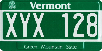 VT license plate XYX128