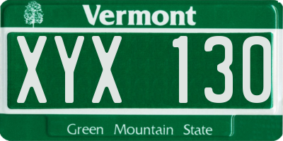 VT license plate XYX130