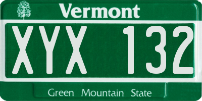 VT license plate XYX132