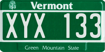 VT license plate XYX133
