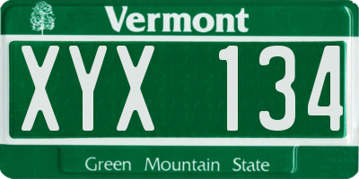 VT license plate XYX134