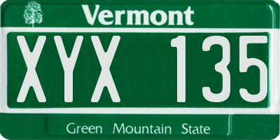VT license plate XYX135
