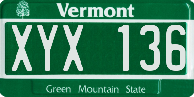 VT license plate XYX136