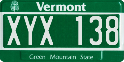 VT license plate XYX138