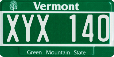 VT license plate XYX140