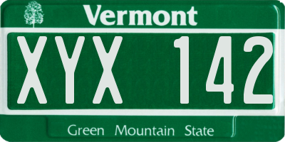 VT license plate XYX142