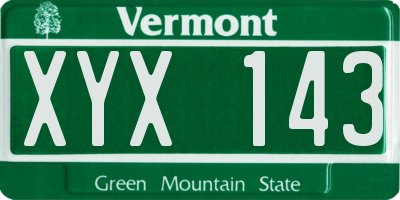 VT license plate XYX143