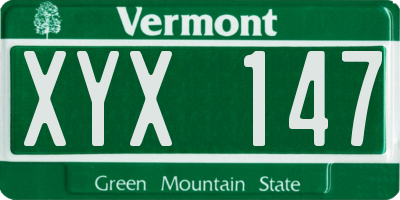 VT license plate XYX147