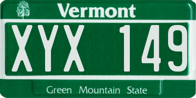 VT license plate XYX149