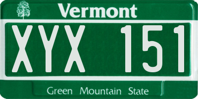 VT license plate XYX151