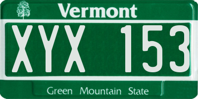 VT license plate XYX153