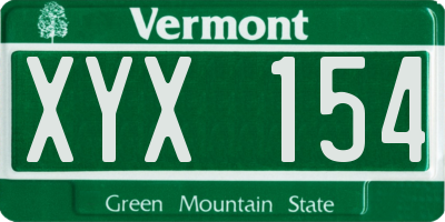 VT license plate XYX154