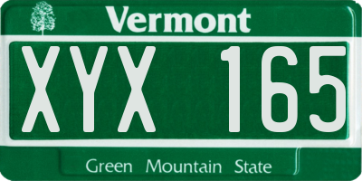 VT license plate XYX165