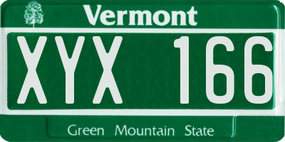 VT license plate XYX166