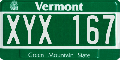 VT license plate XYX167