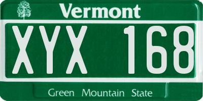 VT license plate XYX168