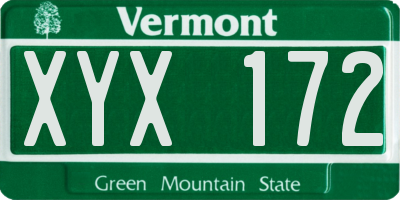 VT license plate XYX172