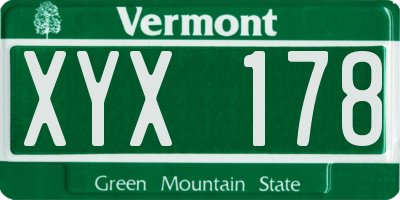 VT license plate XYX178