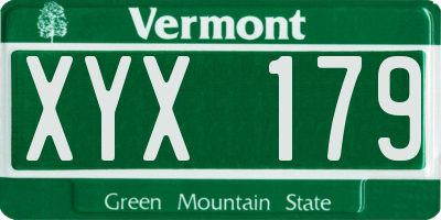 VT license plate XYX179